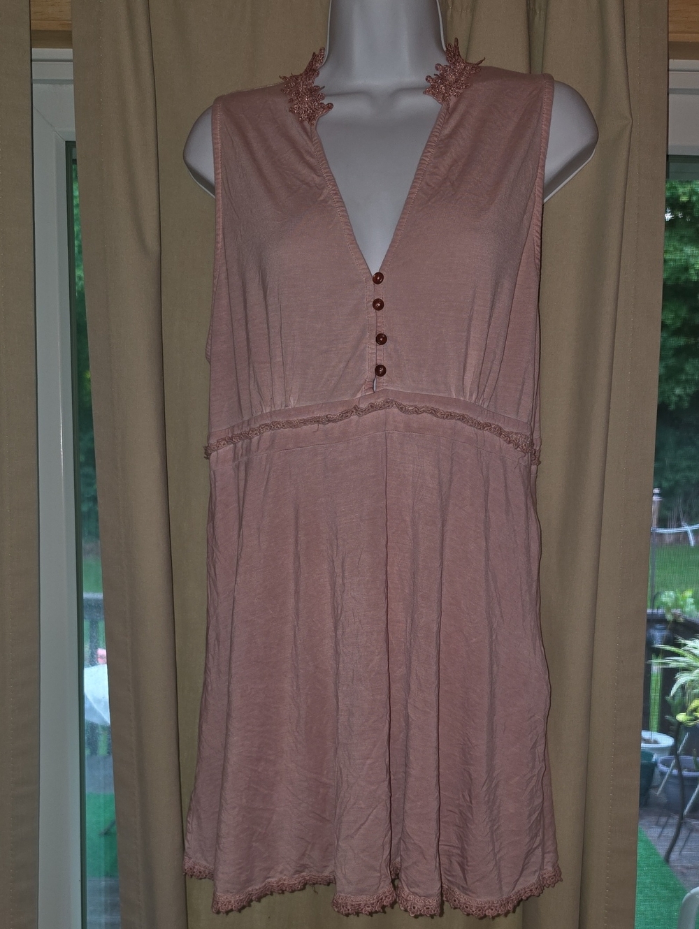 POL Dusty Rose Lace-Trim V-Neck Sleeveless Camisole